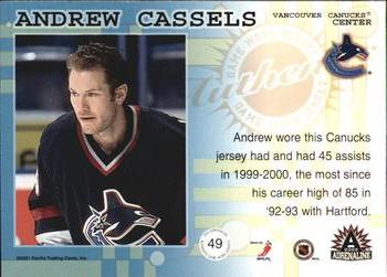 2001-02 Pacific Adrenaline - Game-Worn Jerseys #49 Andrew Cassels Back