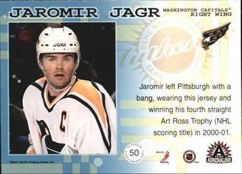 2001-02 Pacific Adrenaline - Game-Worn Jerseys #50 Jaromir Jagr Back