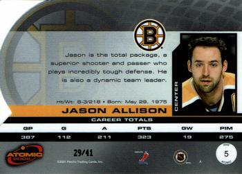 2001-02 Pacific Atomic - Blue #5 Jason Allison Back