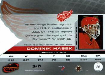2001-02 Pacific Atomic - Blue #36 Dominik Hasek Back