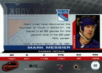 2001-02 Pacific Atomic - Blue #66 Mark Messier Back