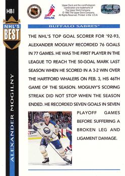 1993-94 Upper Deck - NHL's Best #HB1 Alexander Mogilny Back