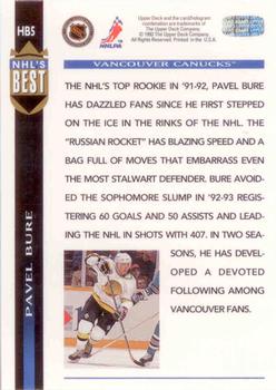 1993-94 Upper Deck - NHL's Best #HB5 Pavel Bure Back