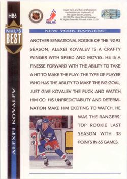 1993-94 Upper Deck - NHL's Best #HB6 Alexei Kovalev Back