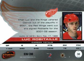 2001-02 Pacific Atomic - Gold #38 Luc Robitaille Back