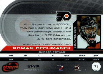 2001-02 Pacific Atomic - Gold #71 Roman Cechmanek Back