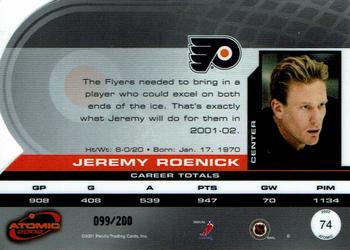 2001-02 Pacific Atomic - Gold #74 Jeremy Roenick Back