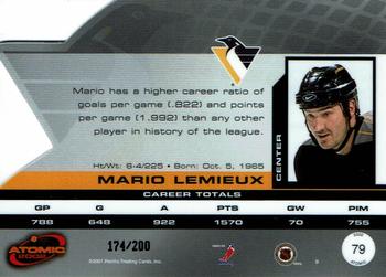2001-02 Pacific Atomic - Gold #79 Mario Lemieux Back