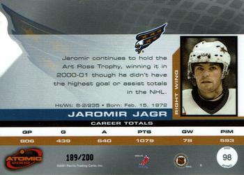 2001-02 Pacific Atomic - Gold #98 Jaromir Jagr Back