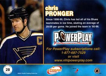 2001-02 Pacific Atomic - Power Play #28 Chris Pronger Back