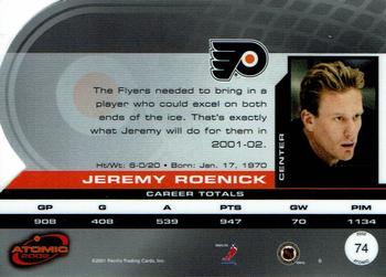 2001-02 Pacific Atomic - Premiere Date #74 Jeremy Roenick Back