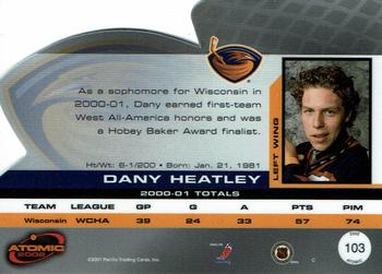 2001-02 Pacific Atomic - Premiere Date #103 Dany Heatley Back