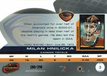 2001-02 Pacific Atomic - Red #3 Milan Hnilicka Back