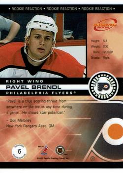 2001-02 Pacific Atomic - Rookie Reaction #6 Pavel Brendl Back