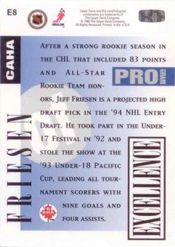 1993-94 Upper Deck - Program of Excellence #E8 Jeff Friesen Back