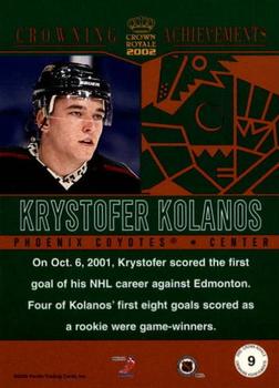 2001-02 Pacific Crown Royale - Crowning Achievement #9 Krystofer Kolanos Back