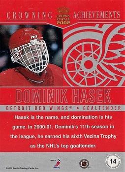 2001-02 Pacific Crown Royale - Crowning Achievement #14 Dominik Hasek Back