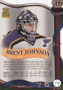 2001-02 Pacific Crown Royale - Retail #119 Brent Johnson Back