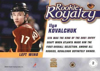 2001-02 Pacific Crown Royale - Rookie Royalty #2 Ilya Kovalchuk Back
