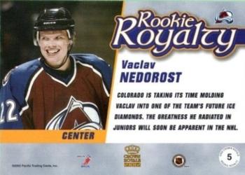 2001-02 Pacific Crown Royale - Rookie Royalty #5 Vaclav Nedorost Back