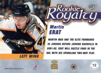 2001-02 Pacific Crown Royale - Rookie Royalty #12 Martin Erat Back