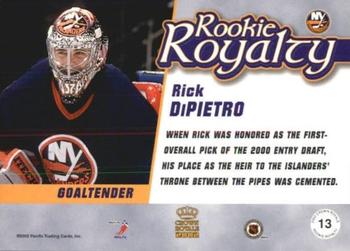 2001-02 Pacific Crown Royale - Rookie Royalty #13 Rick Dipietro Back