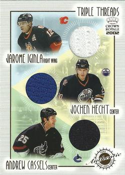 2001-02 Pacific Crown Royale - Triple Threads #9 Andrew Cassels / Jarome Iginla / Jochen Hecht Front