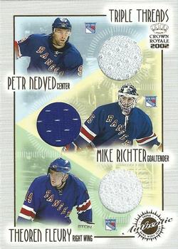 2001-02 Pacific Crown Royale - Triple Threads #15 Theoren Fleury / Mike Richter / Petr Nedved Front
