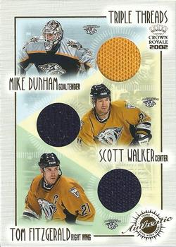 2001-02 Pacific Crown Royale - Triple Threads #16 Mike Dunham / Scott Walker / Tom Fitzgerald Front