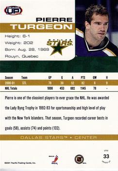 2001-02 Pacific Heads Up - Blue #33 Pierre Turgeon Back