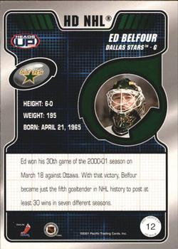 2001-02 Pacific Heads Up - HD NHL #12 Ed Belfour Back