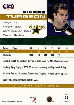 2001-02 Pacific Heads Up - Premiere Date #33 Pierre Turgeon Back