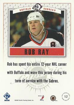 2001-02 Pacific Private Stock - Game Gear #12 Rob Ray Back