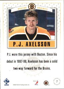 2001-02 Pacific Private Stock - Game Gear #7 P.J. Axelsson Back