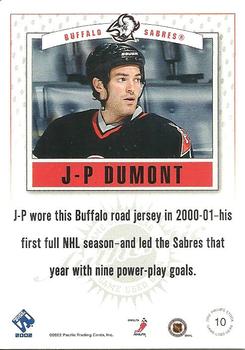 2001-02 Pacific Private Stock - Game Gear #10 J.P. Dumont Back
