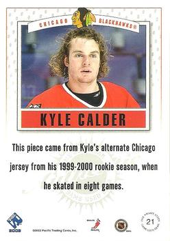 2001-02 Pacific Private Stock - Game Gear #21 Kyle Calder Back