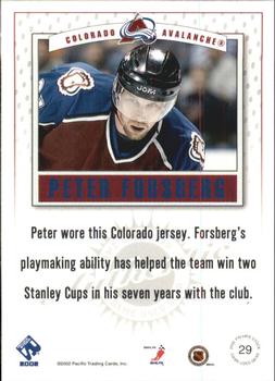 2001-02 Pacific Private Stock - Game Gear #29 Peter Forsberg Back