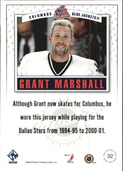 2001-02 Pacific Private Stock - Game Gear #32 Grant Marshall Back