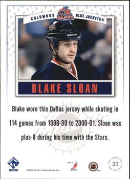 2001-02 Pacific Private Stock - Game Gear #33 Blake Sloan Back