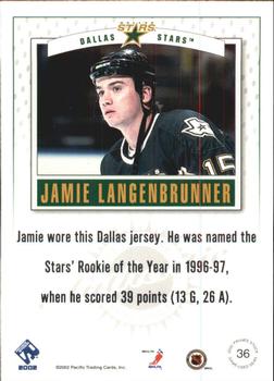2001-02 Pacific Private Stock - Game Gear #36 Jamie Langenbrunner Back