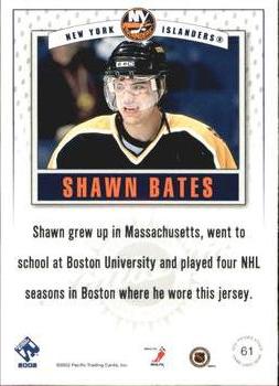 2001-02 Pacific Private Stock - Game Gear #61 Shawn Bates Back