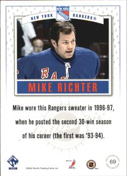 2001-02 Pacific Private Stock - Game Gear #69 Mike Richter Back