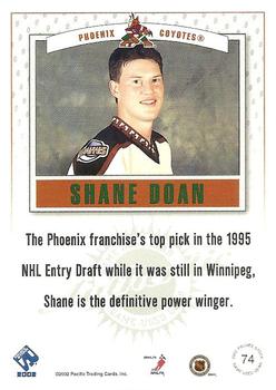 2001-02 Pacific Private Stock - Game Gear #74 Shane Doan Back