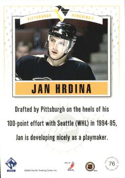 2001-02 Pacific Private Stock - Game Gear #76 Jan Hrdina Back