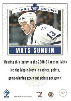 2001-02 Pacific Private Stock - Game Gear #97 Mats Sundin Back