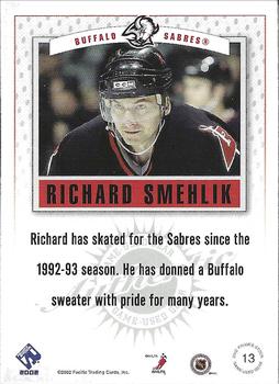 2001-02 Pacific Private Stock - Game Gear Patches #13 Richard Smehlik Back
