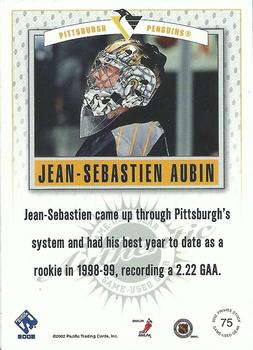 2001-02 Pacific Private Stock - Game Gear Patches #75 Jean-Sebastien Aubin Back