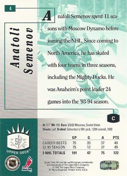 1993-94 Upper Deck - SP #4 Anatoli Semenov Back