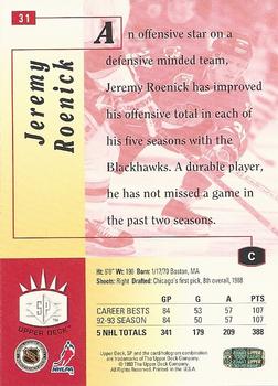1993-94 Upper Deck - SP #31 Jeremy Roenick Back