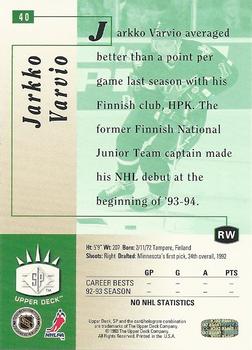 1993-94 Upper Deck - SP #40 Jarkko Varvio Back